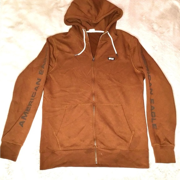 Men’s American Eagle Brown Tan Zip Up Sweatshirt Hoodie Size MT(Medium Tall) - Picture 7 of 11